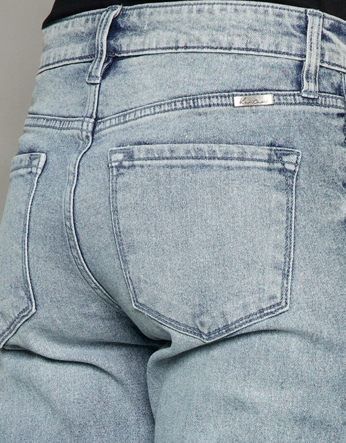 Load image into Gallery viewer, Kancan High Waist Button Fly Raw Hem Cropped Straight Jeans
