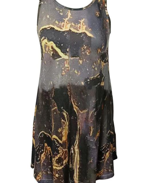 Load image into Gallery viewer, Shiny Abstract Print Round Neck Sleeveless Dress with Pockets
