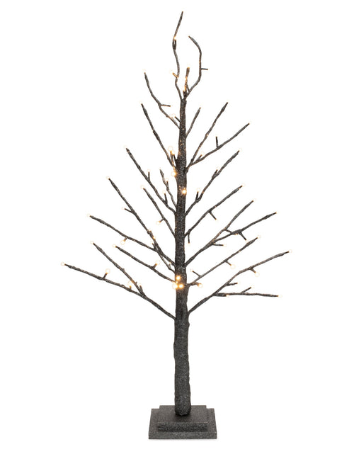 Load image into Gallery viewer, LED Black Glittered Twig Tree 36"H
