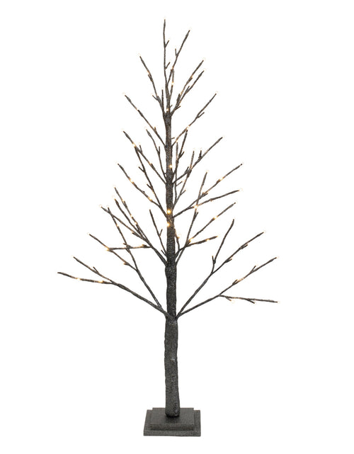 Load image into Gallery viewer, LED Black Glittered Twig Tree 48"H
