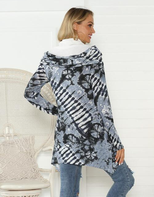 Load image into Gallery viewer, Printed Raglan Sleeve Mock Neck T-Shirt
