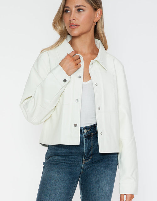 Load image into Gallery viewer, Snobbish Snap Down Long Sleeve PU Leather Jacket
