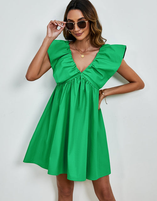 Load image into Gallery viewer, V-Neck Cap Sleeve Mini Dress
