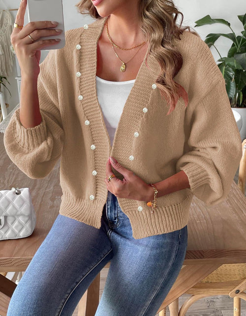 Load image into Gallery viewer, Pearl Open Front Long Sleeve Cardigan
