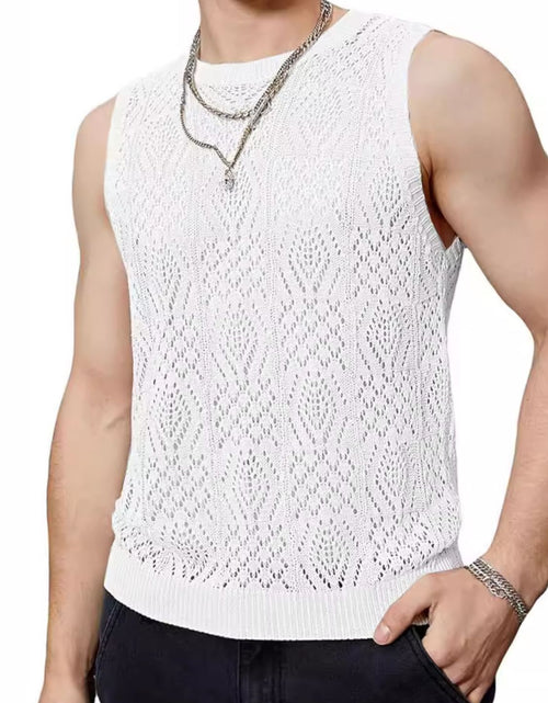 Load image into Gallery viewer, Men's Openwork Round Neck Tank
