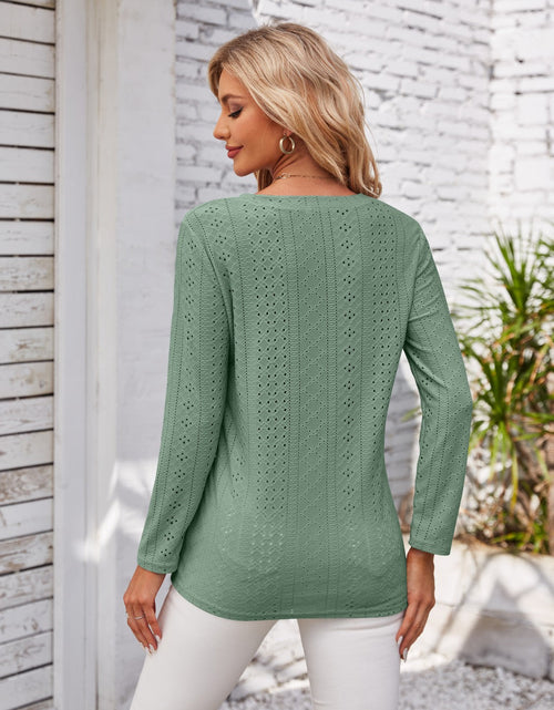 Load image into Gallery viewer, Decorative Button Openwork V-Neck T-Shirt
