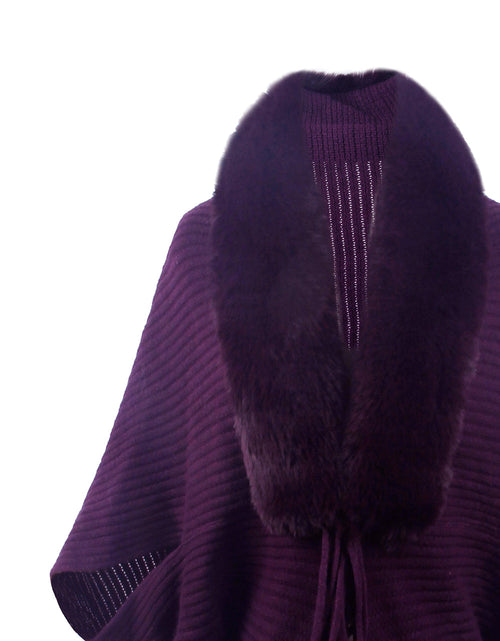 Load image into Gallery viewer, Fringe Detail Long Sleeve Ribbed Poncho

