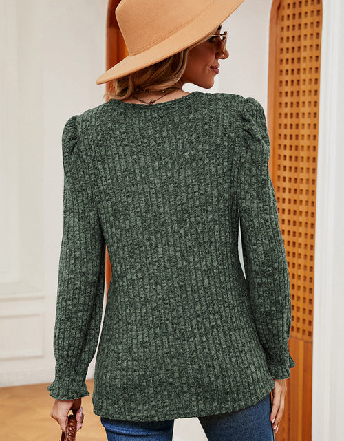 Load image into Gallery viewer, Square Neck Flounce Sleeve T-Shirt
