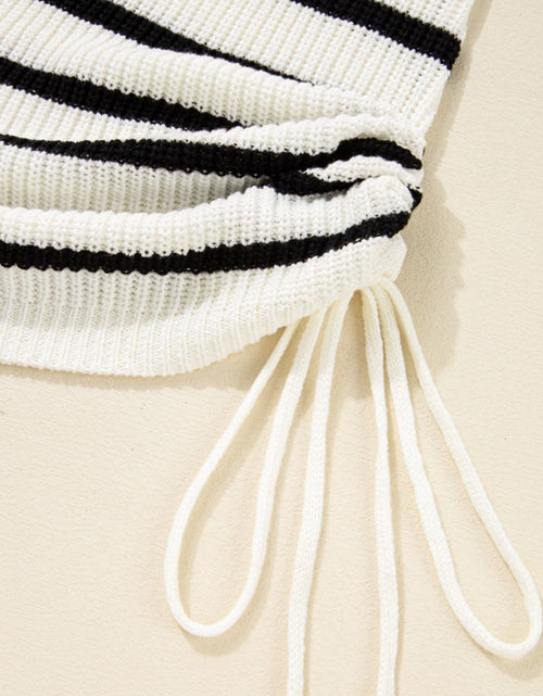 Load image into Gallery viewer, Contrast Striped Drawstring Detail Sleeveless Sweater Dress
