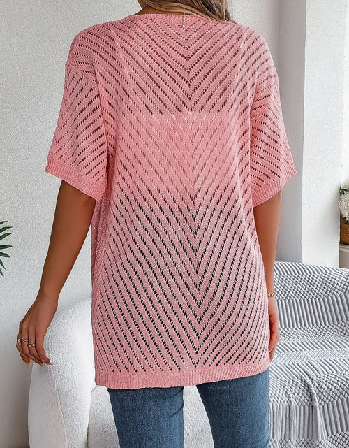 Load image into Gallery viewer, Openwork Open Front Half Sleeve Cardigan

