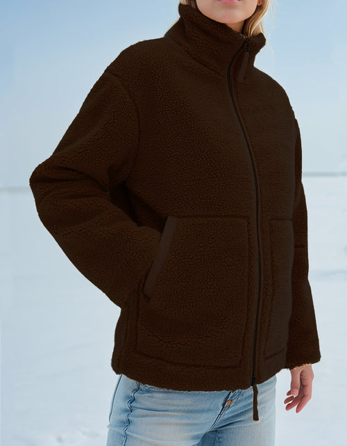 Load image into Gallery viewer, Turtleneck Zip Up Long Sleeve Plush Jacket
