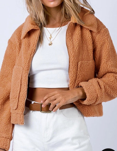 Load image into Gallery viewer, Long Sleeve Collared Neck Sherpa Jacket
