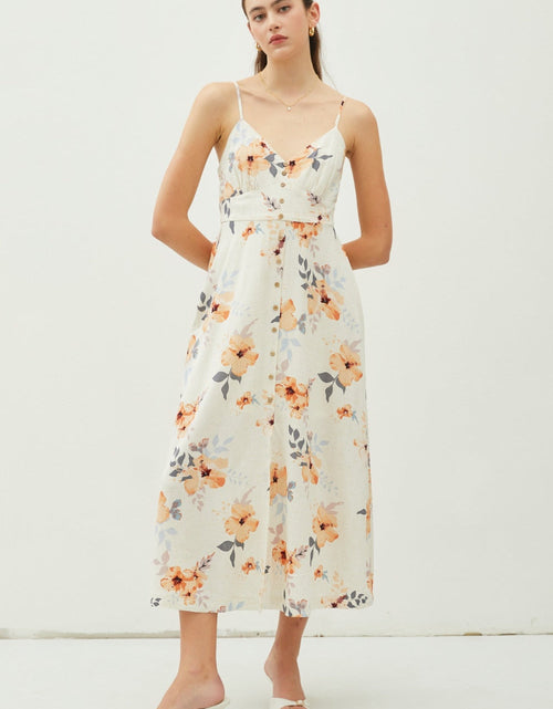 Load image into Gallery viewer, Be Cool Floral Button Down Cami Midi Dress
