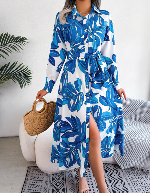 Load image into Gallery viewer, Tied Button Up Long Sleeve Dress
