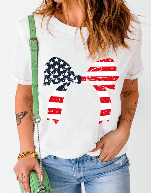 Load image into Gallery viewer, Bow Round Neck Short Sleeve T-Shirt
