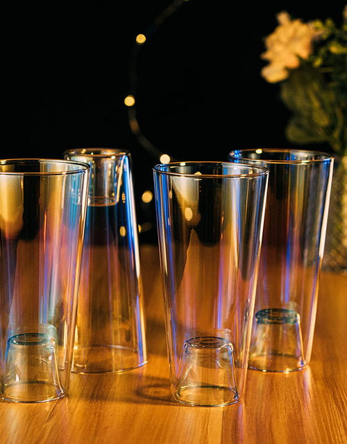 Load image into Gallery viewer, Shot in the Pint Glass, Take a Shot Funny Beer Glass/Mug 4-Set 7"H The Wine Savant - Beers Pilsner Tumblers Perfect for Entertaining, Home Bar, Weddings, Parties, Funny Gifts 21oz (640mL) (Iridescent) by The Wine Savant
