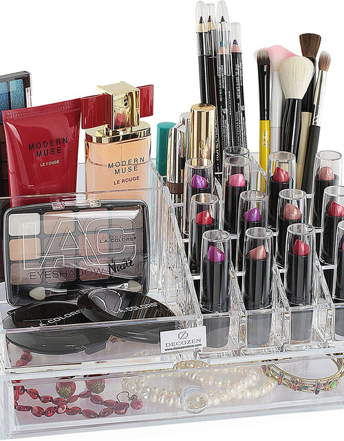 Load image into Gallery viewer, Clear Makeup Organizers - 19 Slots and 1 Drawer by Decozen
