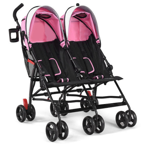 Load image into Gallery viewer, Foldable Twin Baby Double Stroller Ultralight Umbrella Kids Stroller-Pink
