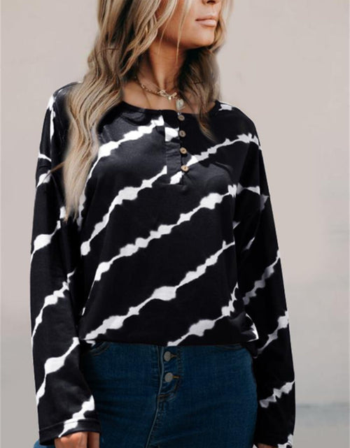 Load image into Gallery viewer, Striped Round Neck Long Sleeve T-Shirt
