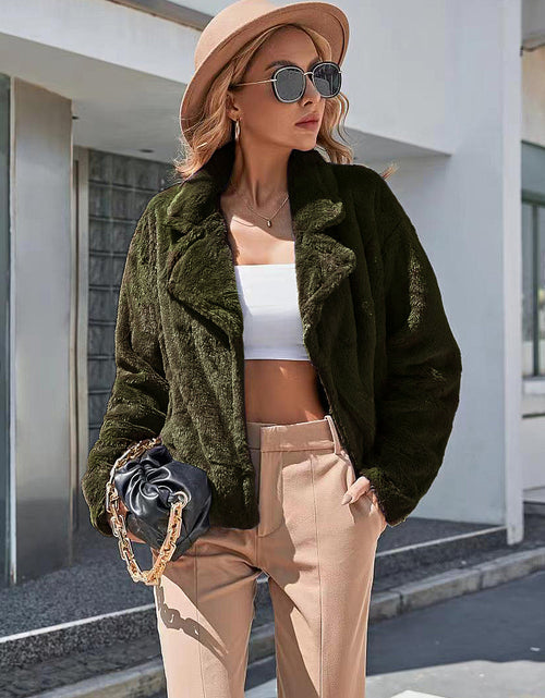Load image into Gallery viewer, Ivy Lane Plush Open Front Dropped Shoulder Jacket
