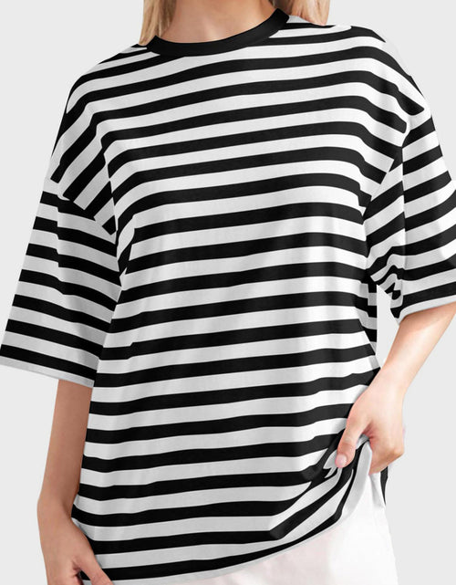 Load image into Gallery viewer, Striped Round Neck Half Sleeve T-Shirt
