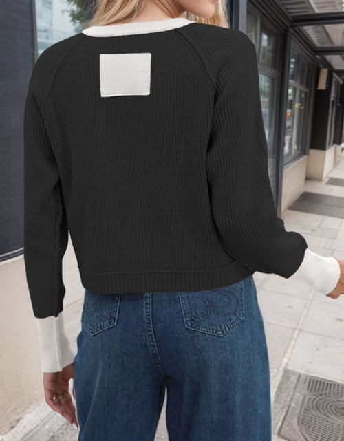 Load image into Gallery viewer, Contrast Button Up Long Sleeve Cardigan
