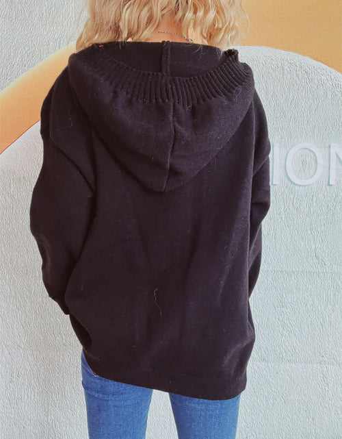 Load image into Gallery viewer, Dropped Shoulder Long Sleeve Hooded Cardigan

