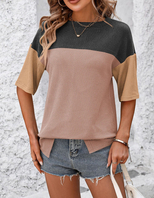 Load image into Gallery viewer, Mandy Color Block Round Neck Half Sleeve T-Shirt
