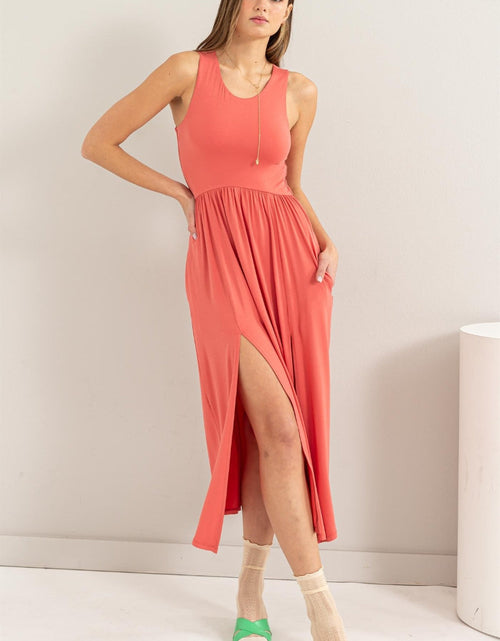 Load image into Gallery viewer, HYFVE Sleeveless Slit Midi Dress

