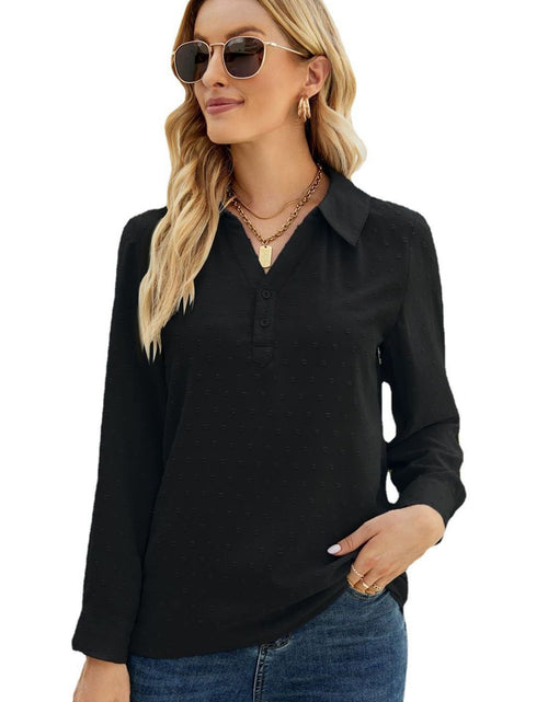 Load image into Gallery viewer, Swiss Dot Johnny Collar Blouse
