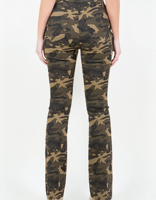 Load image into Gallery viewer, American Bazi V-Cut Ruched Camo Flare Pants
