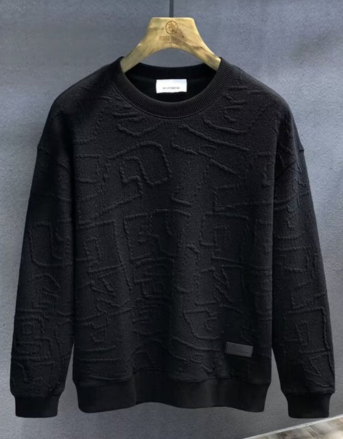 Load image into Gallery viewer, Men's  Plus Size Textured Round Neck Long Sleeve Sweatshirt
