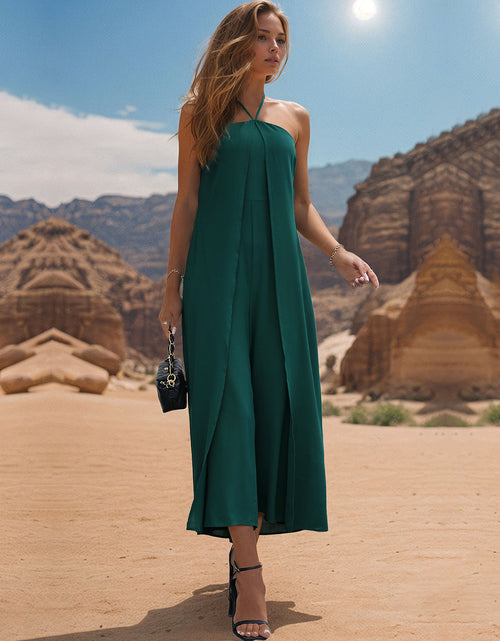 Load image into Gallery viewer, Perfee Layered Halter Neck Wide Leg Jumpsuit
