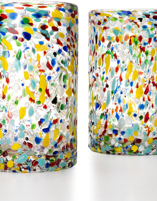 Load image into Gallery viewer, Hand Blown Mexican Drinking Glasses – Set of 6 Confetti Rock Design Glasses by The Wine Savant (Confetti) by The Wine Savant
