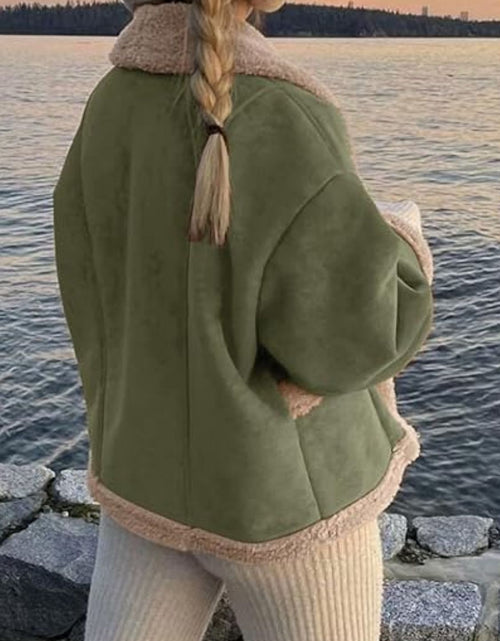 Load image into Gallery viewer, Fuzzy Collared Neck Long Sleeve Jacket
