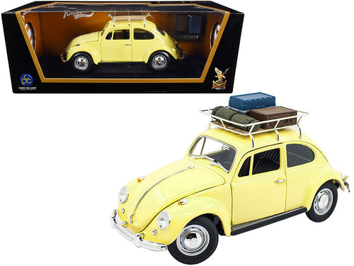 Load image into Gallery viewer, 1967 Volkswagen Beetle with Roof Rack and Luggage Yellow 1/18 Diecast Model Car by Road Signature
