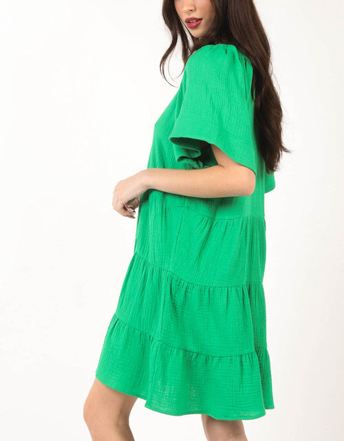 Load image into Gallery viewer, VERY J Texture V-Neck Ruffled Tiered Dress
