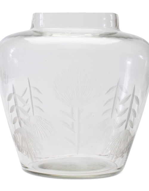 Load image into Gallery viewer, Etched Soda Lime Glass Urn Vase 6.5"D
