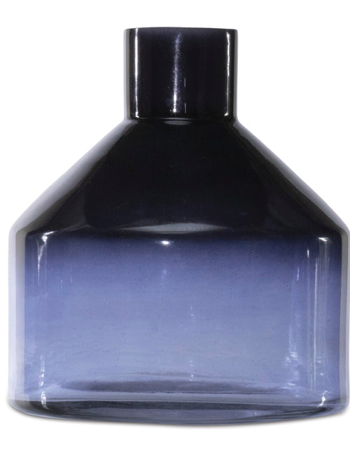 Load image into Gallery viewer, Blue Soda Lime Glass Bottle Vase 6"H
