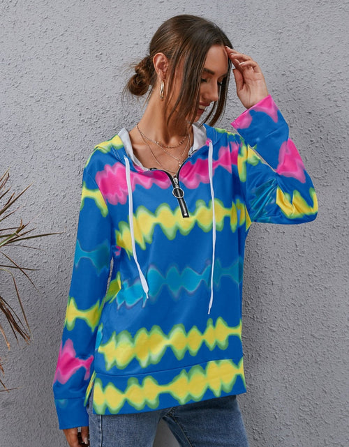 Load image into Gallery viewer, Contrast Quarter Zip Dropped Shoulder Hoodie
