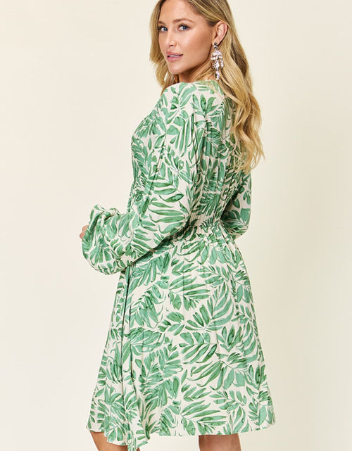 Load image into Gallery viewer, Double Take Full Size Printed Ruched Balloon Sleeve Dress
