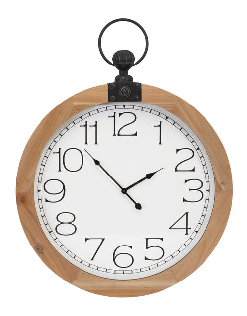 Load image into Gallery viewer, Round Wood Wall Clock Under Glass 23.75"D
