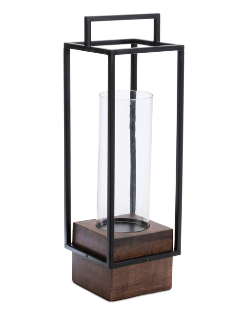 Load image into Gallery viewer, Wood Candle Holder with Iron Frame 20"H

