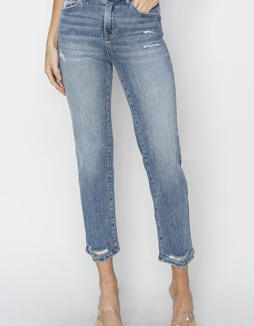Load image into Gallery viewer, RISEN Full Size High Waist Distressed Cropped Jeans

