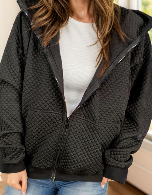 Load image into Gallery viewer, Drawstring Zip Up Long Sleeve Hooded Jacket
