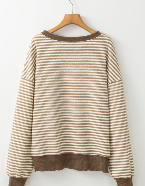 Load image into Gallery viewer, Striped Round Neck Long Sleeve Sweatshirt
