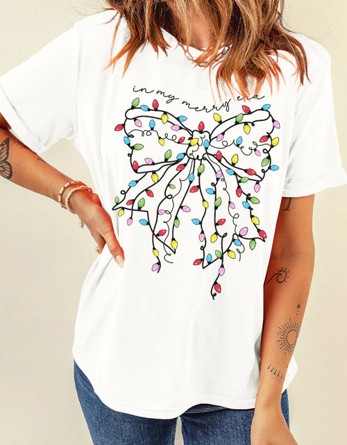 Load image into Gallery viewer, Full Size Bow Round Neck Short Sleeve T-Shirt
