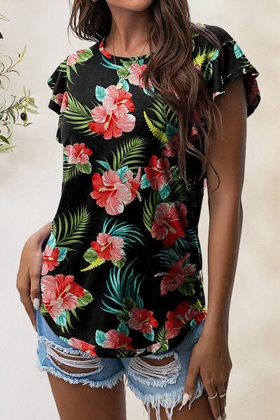 Load image into Gallery viewer, Printed Round Neck Short Sleeve T-Shirt
