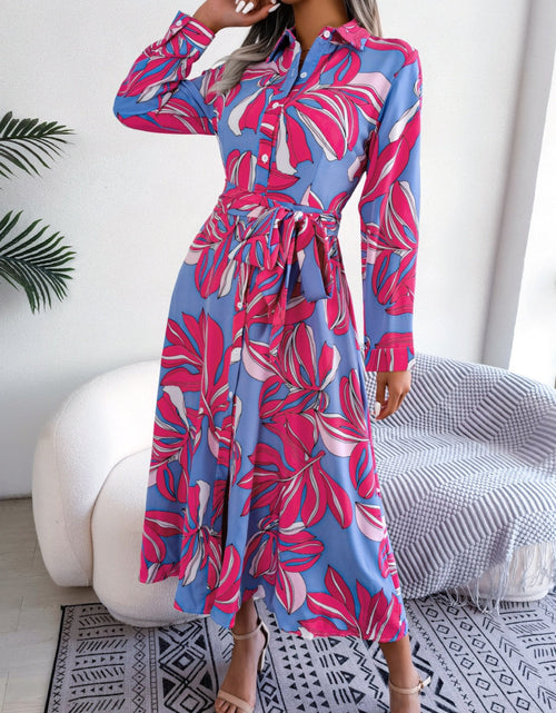Load image into Gallery viewer, Tied Button Up Long Sleeve Dress
