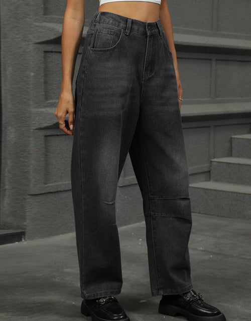 Load image into Gallery viewer, Half Elastic Waist Straight Leg Jeans
